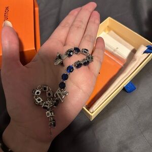 Designer inspired Silver & Navy Crystal Charm Bracelet